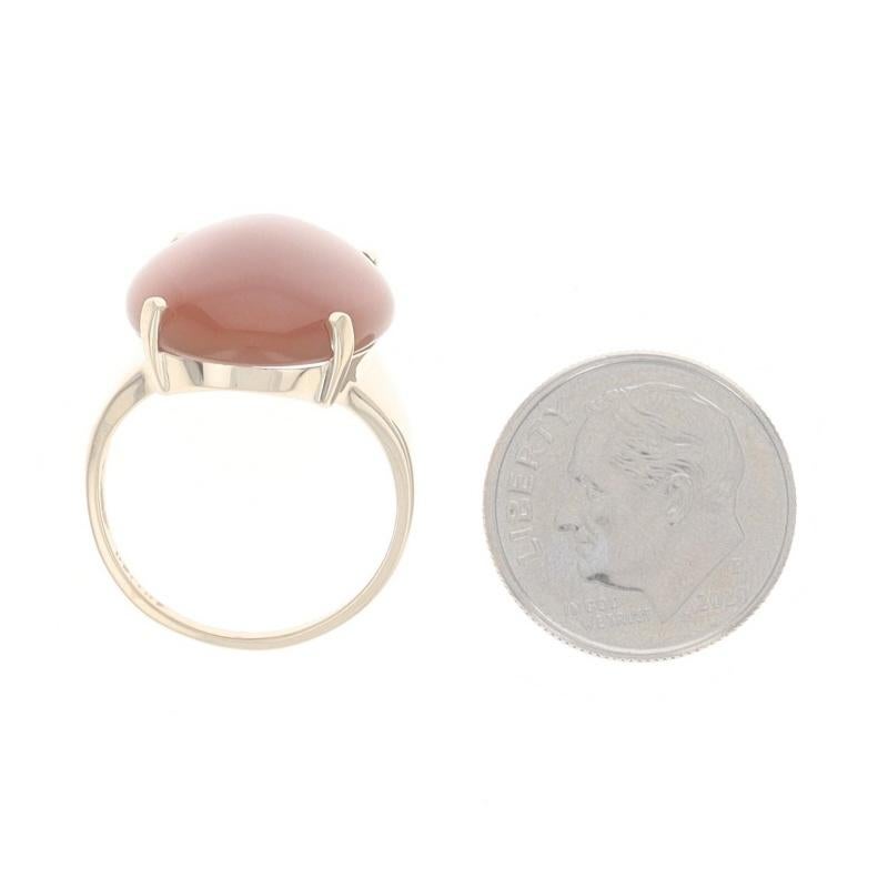 Women's Yellow Gold Carnelian Cocktail Solitaire Ring - 14k Oval Cabochon