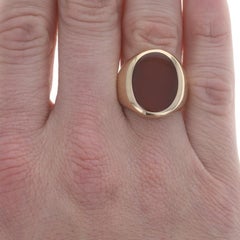 Yellow Gold Carnelian Men's Ring - 14k Solitaire Size 10