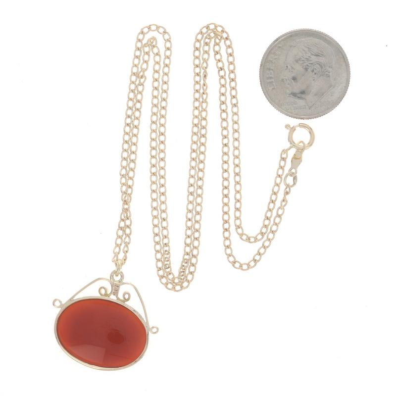 Yellow Gold Carnelian Vintage Necklace 17 3/4