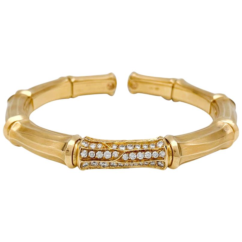 Yellow Gold Cartier Bracelet "Bamboo" Collection with Diamonds