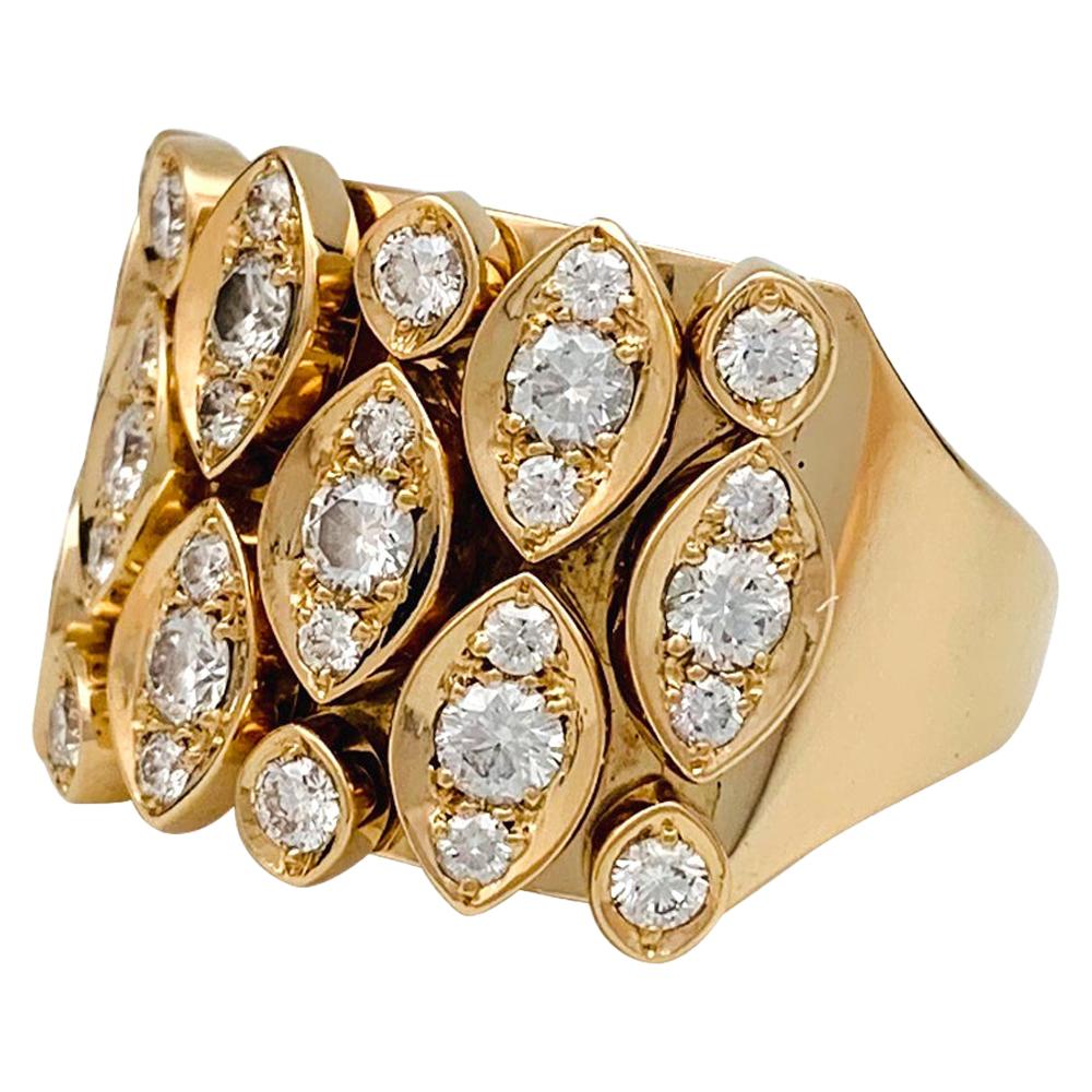 Yellow Gold Cartier "Diadea" Ring, Diamonds