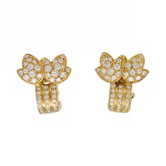 Yellow Gold Cartier "Leaves" Earrings, Diamonds