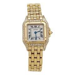 Yellow Gold Cartier Watch, "Panther" Collection, Diamonds