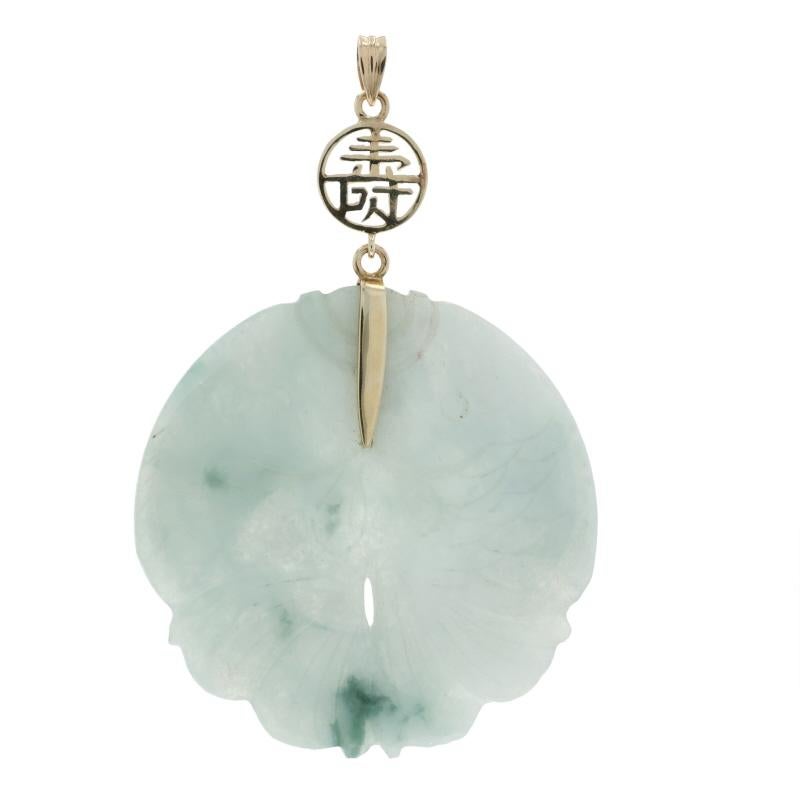 Ciondolo in giadeite intagliata in oro giallo - 14k Shou Longevità