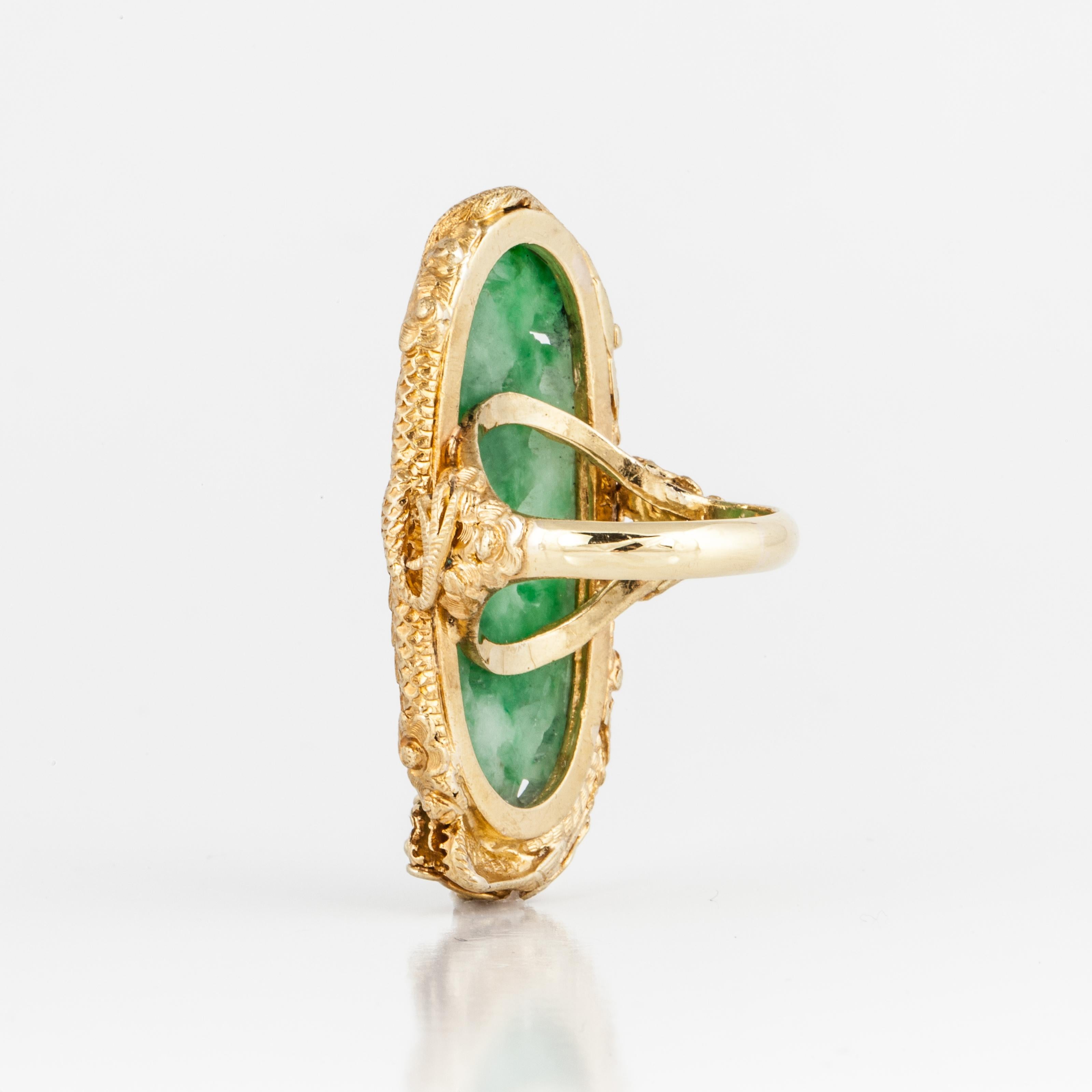 Mixed Cut Carved Jadeite Ring in 22K Gold