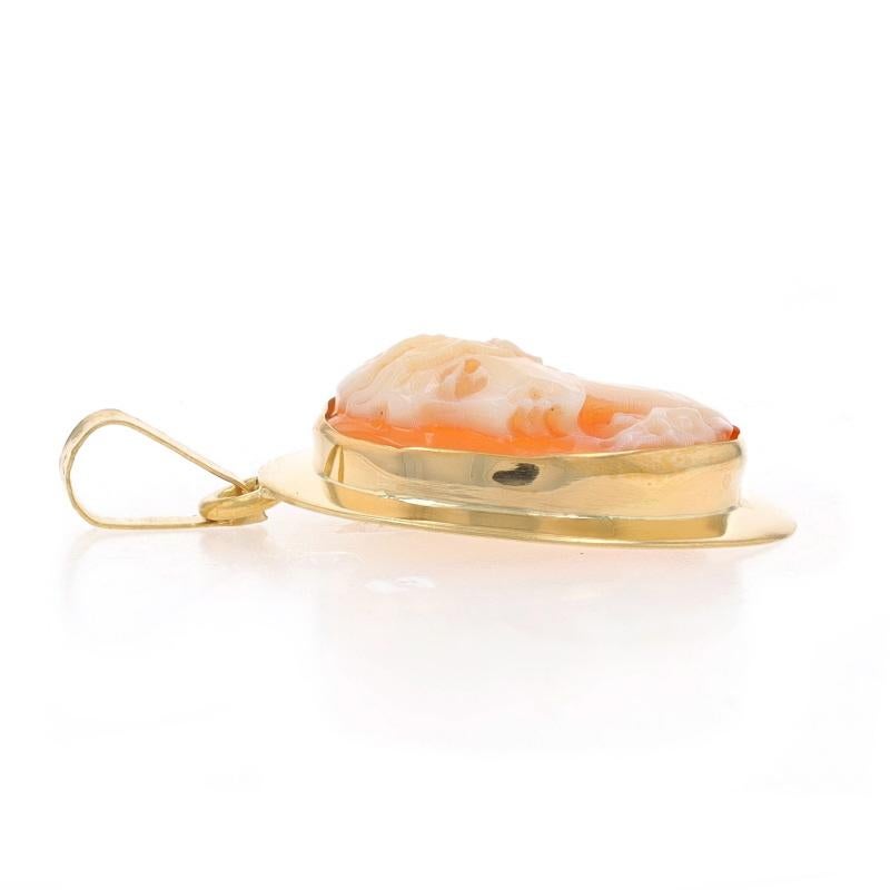 Women's Yellow Gold Carved Shell Cameo Silhouette Pendant - 18k For Sale