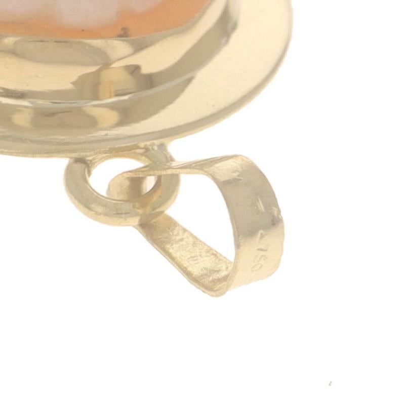Yellow Gold Carved Shell Cameo Silhouette Pendant - 18k For Sale 3