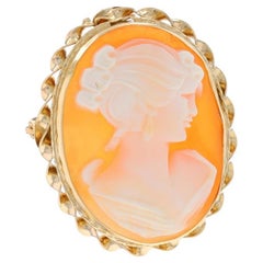 Spilla in oro giallo con conchiglia intagliata Vintage Cameo Spilla 14k