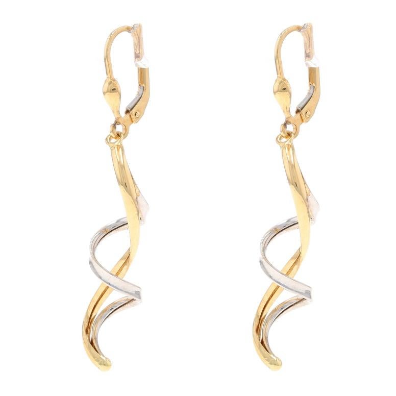 Orecchini a pendente con nastro a cascata in oro giallo - 14k Spirale traforata In condizioni ottime in vendita a Greensboro, NC