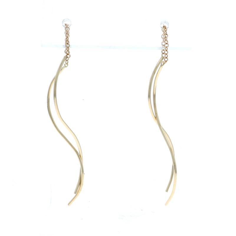 Boucles d'oreilles en or jaune avec ruban en cascade 14k percé