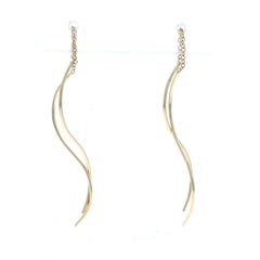 Boucles d'oreilles en or jaune avec ruban en cascade 14k percé