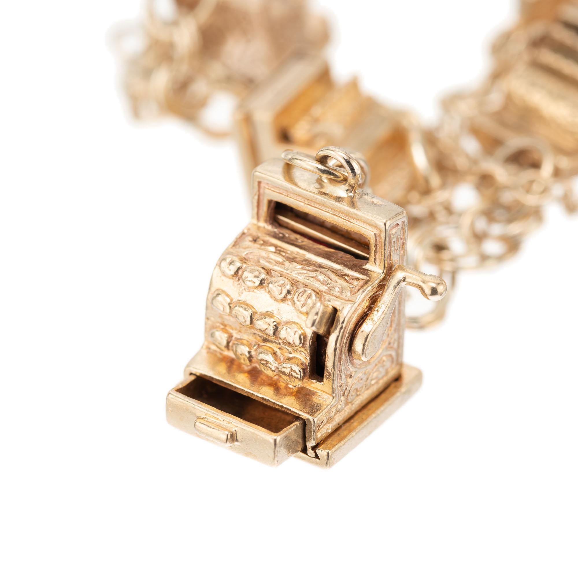 Yellow Gold Cash Register Charm Bracelet In Good Condition In Stamford, CT
