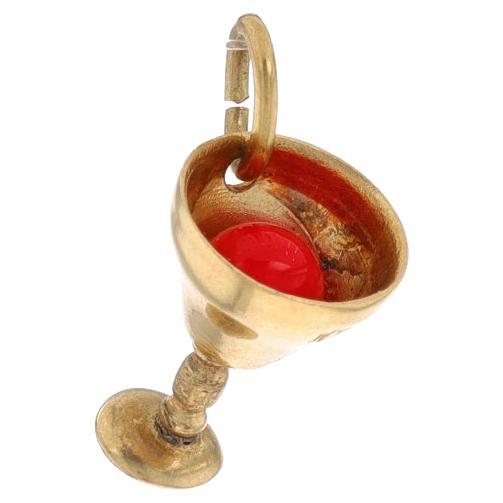 Breloque de cocktail de célébration en or jaune et perles rouges 14 carats pour boisson festif