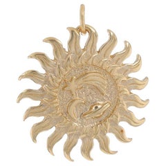 Yellow Gold Celestial Sun Pendant - 14k Star Moon Saturn