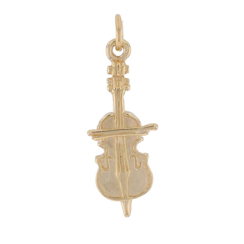 Metal Content: 14k Yellow Gold

Theme: Cello, String Music Instrument

Measurements

Tall (from stationary bail): 31/32