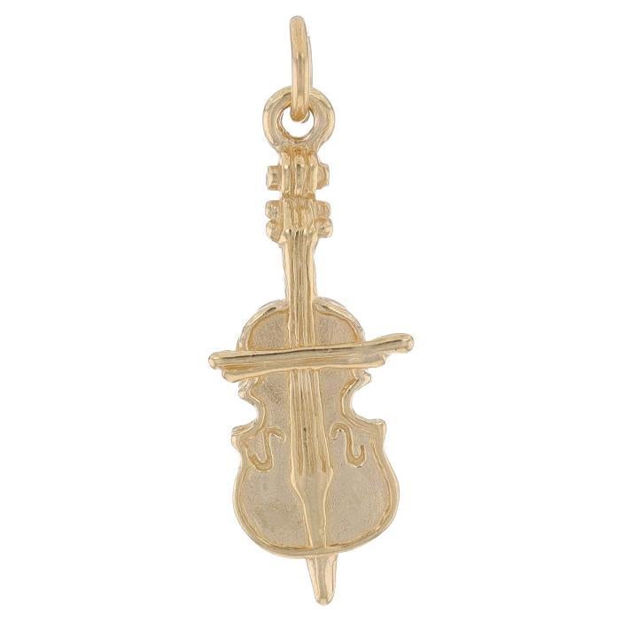Yellow Gold Cello Charm - 14k String Music Instrument Musician's Gift For Sale