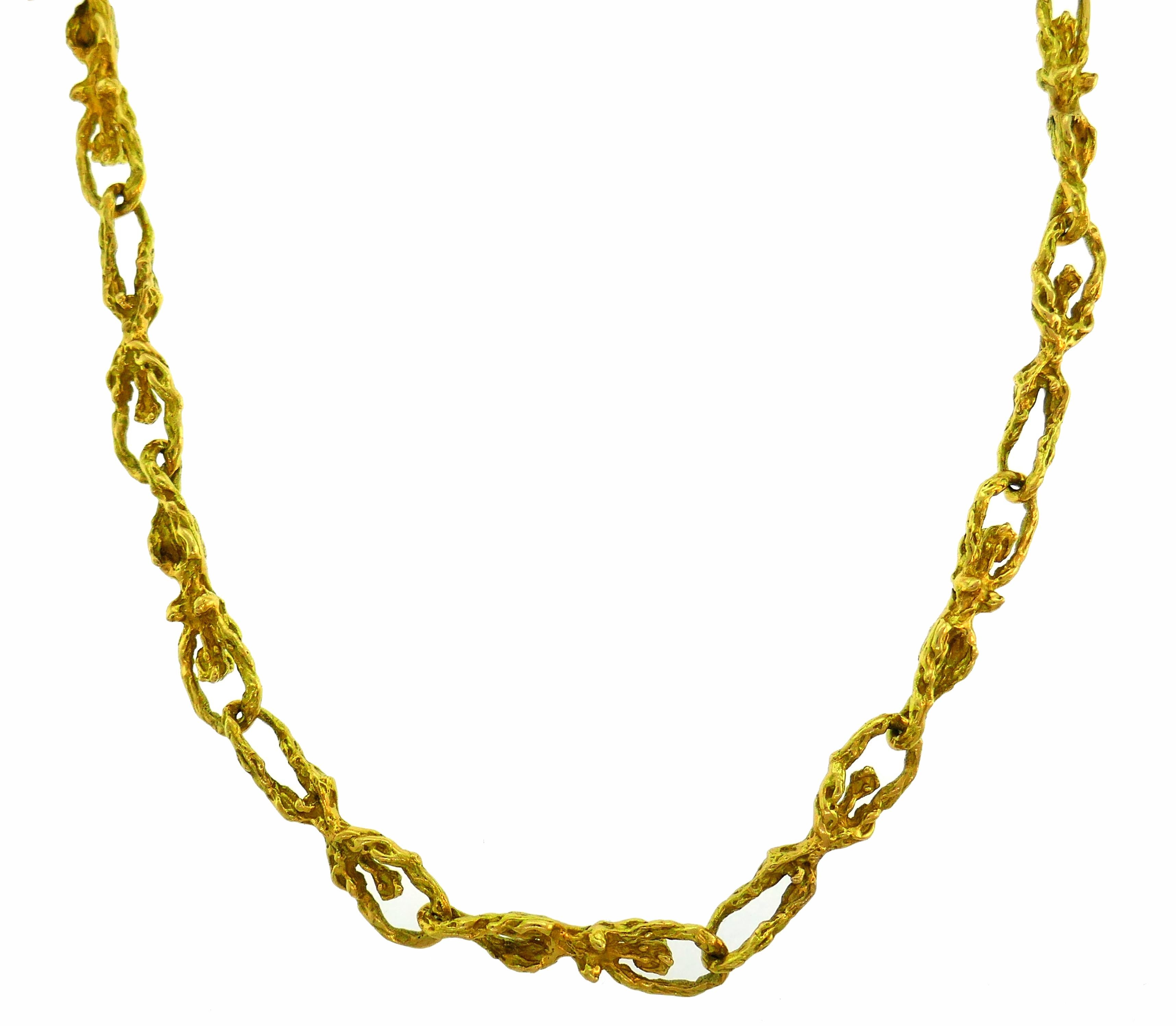 Yellow Gold Chain Necklace, French Signed WV, 1980s In Good Condition In Beverly Hills, CA