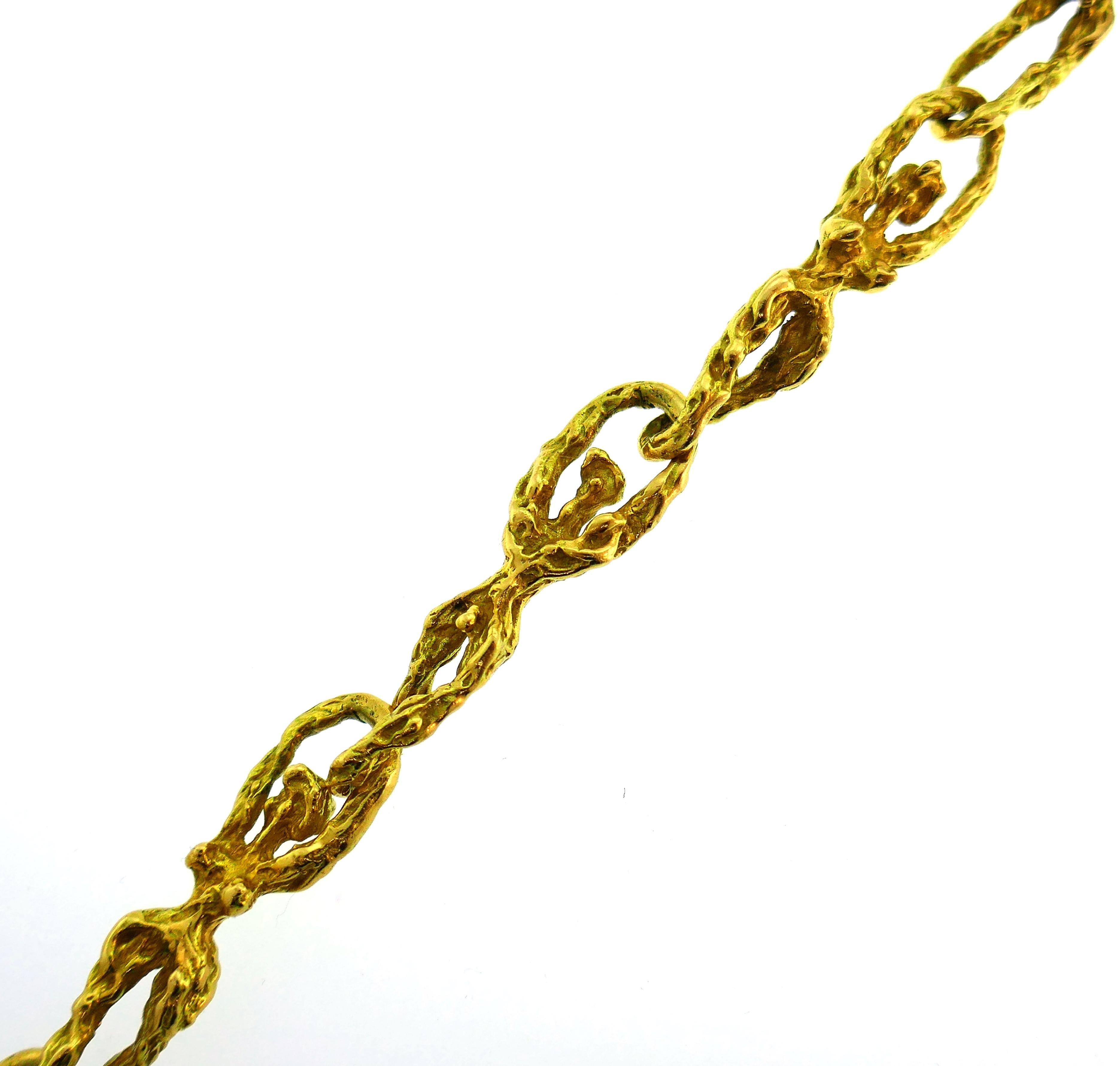Women's or Men's Yellow Gold Chain Necklace, French Signed WV, 1980s