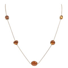 Yellow Gold Chain Necklace Set with Hessonite Garnet by Marion Jeantet
