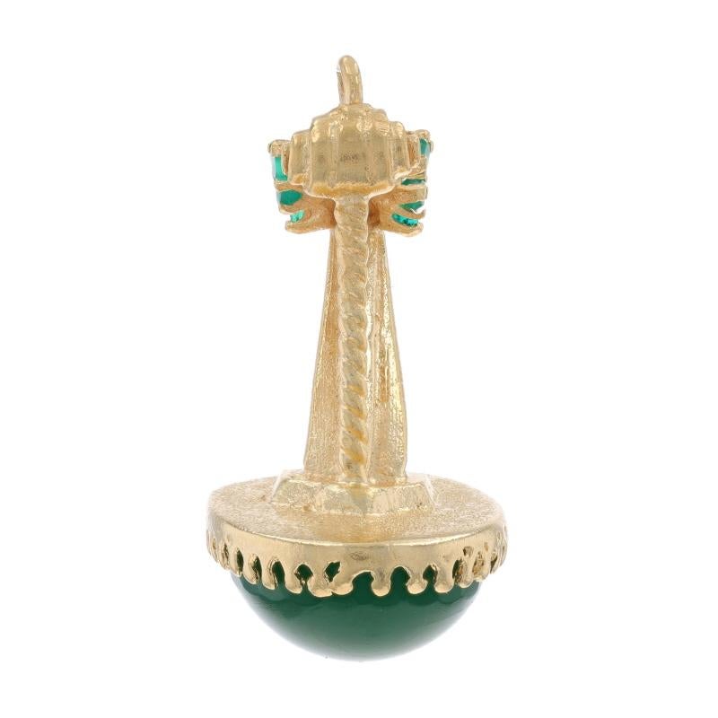 Amuleto Arpa Calcedonia Oro Amarillo 14k Cabujón Oval Instrumentos de Cuerda Corte oval en venta