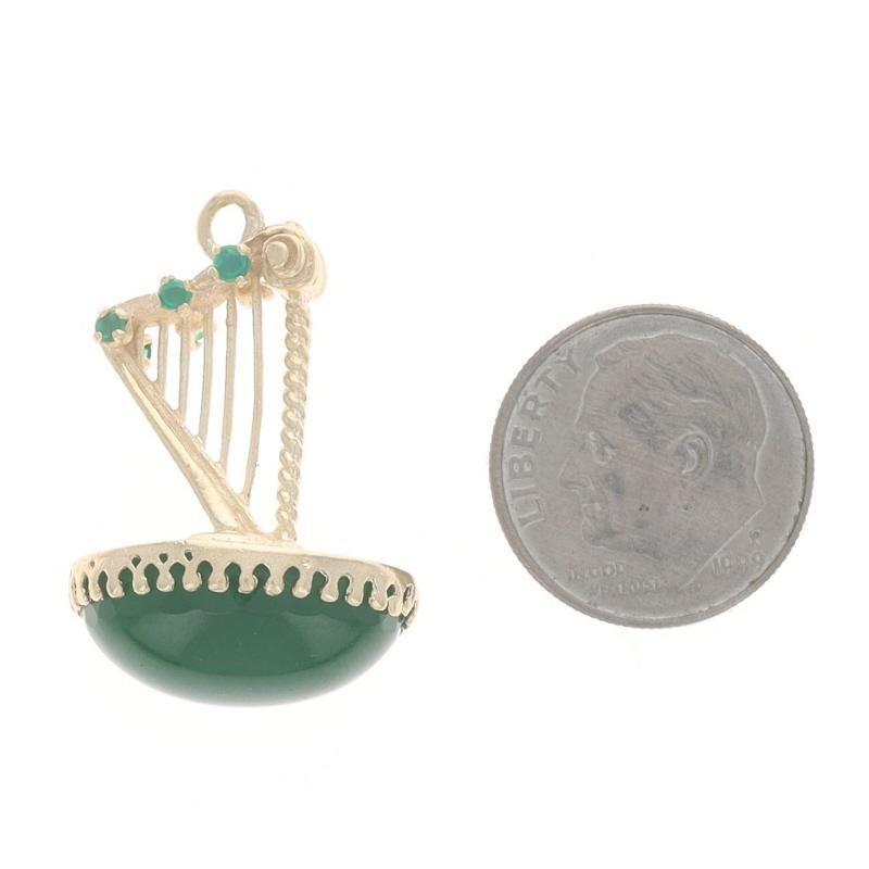 De las mujeres Amuleto Arpa Calcedonia Oro Amarillo 14k Cabujón Oval Instrumentos de Cuerda en venta