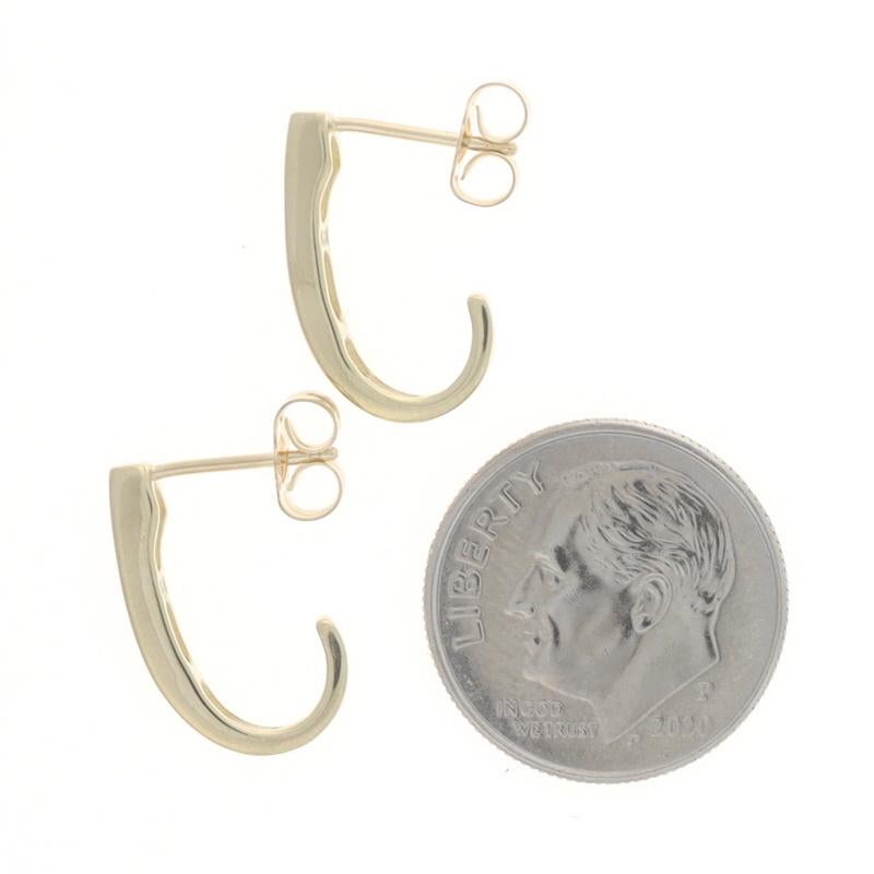 Yellow Gold Champagne Brown Diamond J-Hook Earrings 14k Rnd .30ctw Channel Set In Excellent Condition For Sale In Greensboro, NC