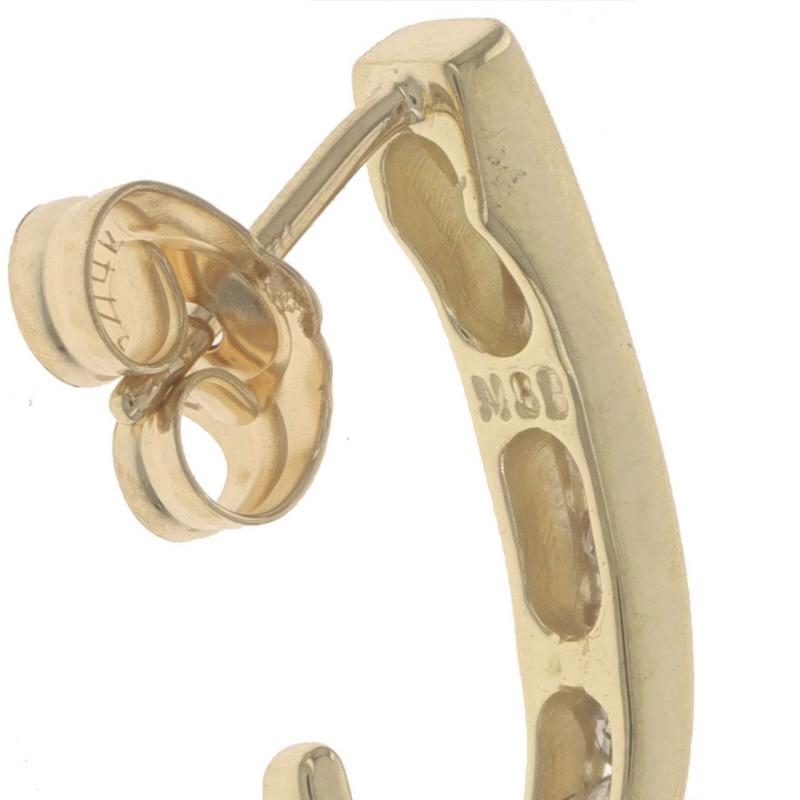 Women's Yellow Gold Champagne Brown Diamond J-Hook Earrings 14k Rnd .30ctw Channel Set For Sale