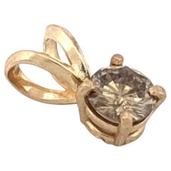 Yellow Gold Champagne Diamond in Basket Style Mount with Polished Bail