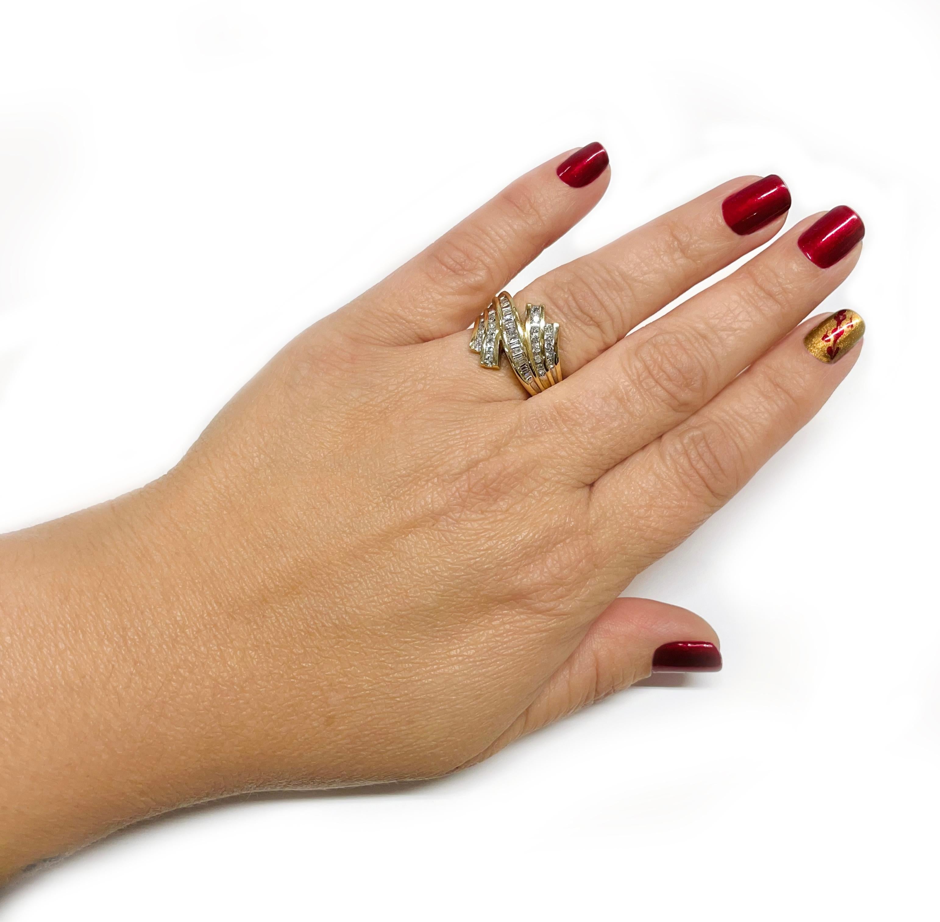 Gelbgold-Diamantring mit Kanalfassung im Zustand „Gut“ in Palm Desert, CA