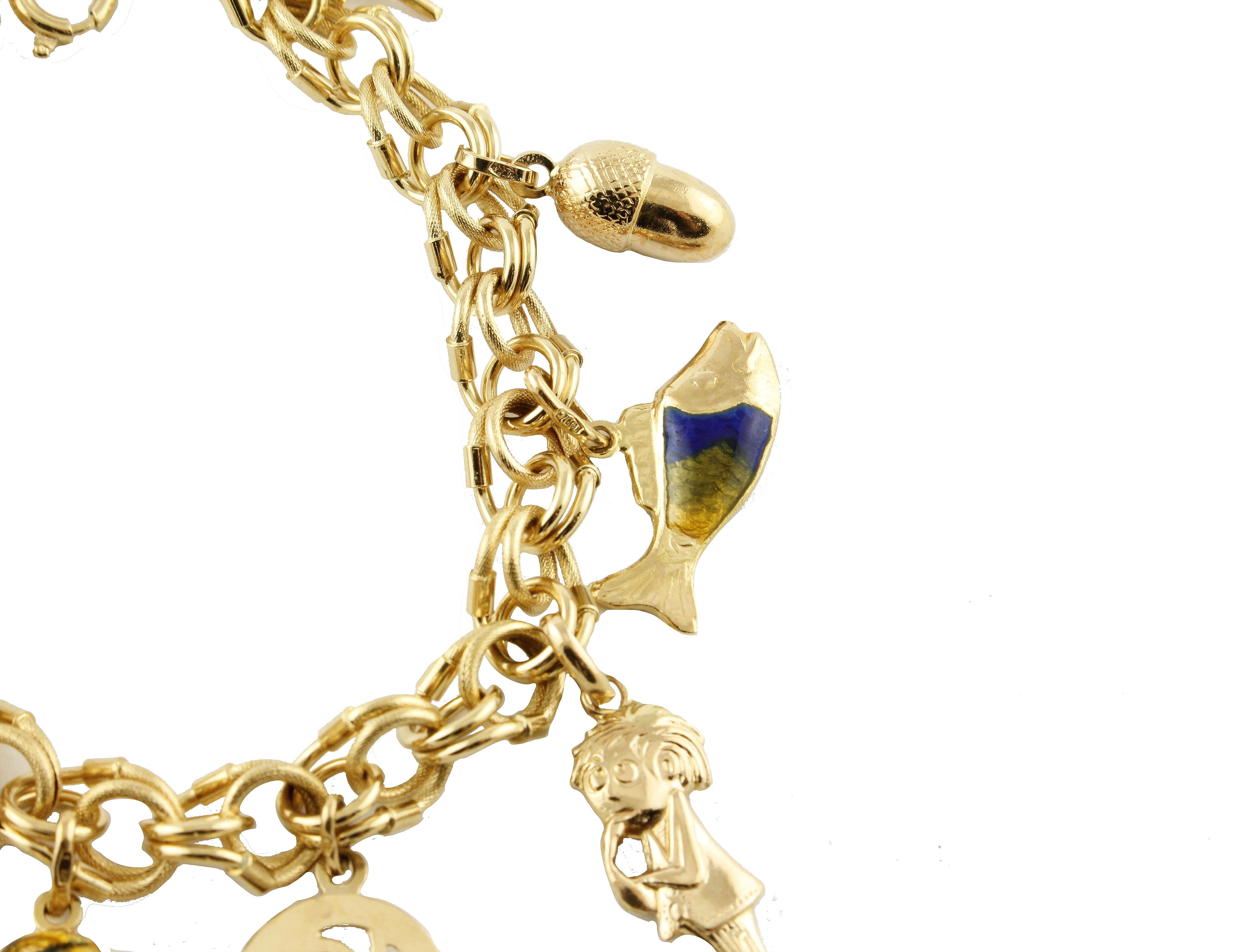 Yellow Gold Charm Bracelet In Good Condition In Marcianise, Marcianise (CE)