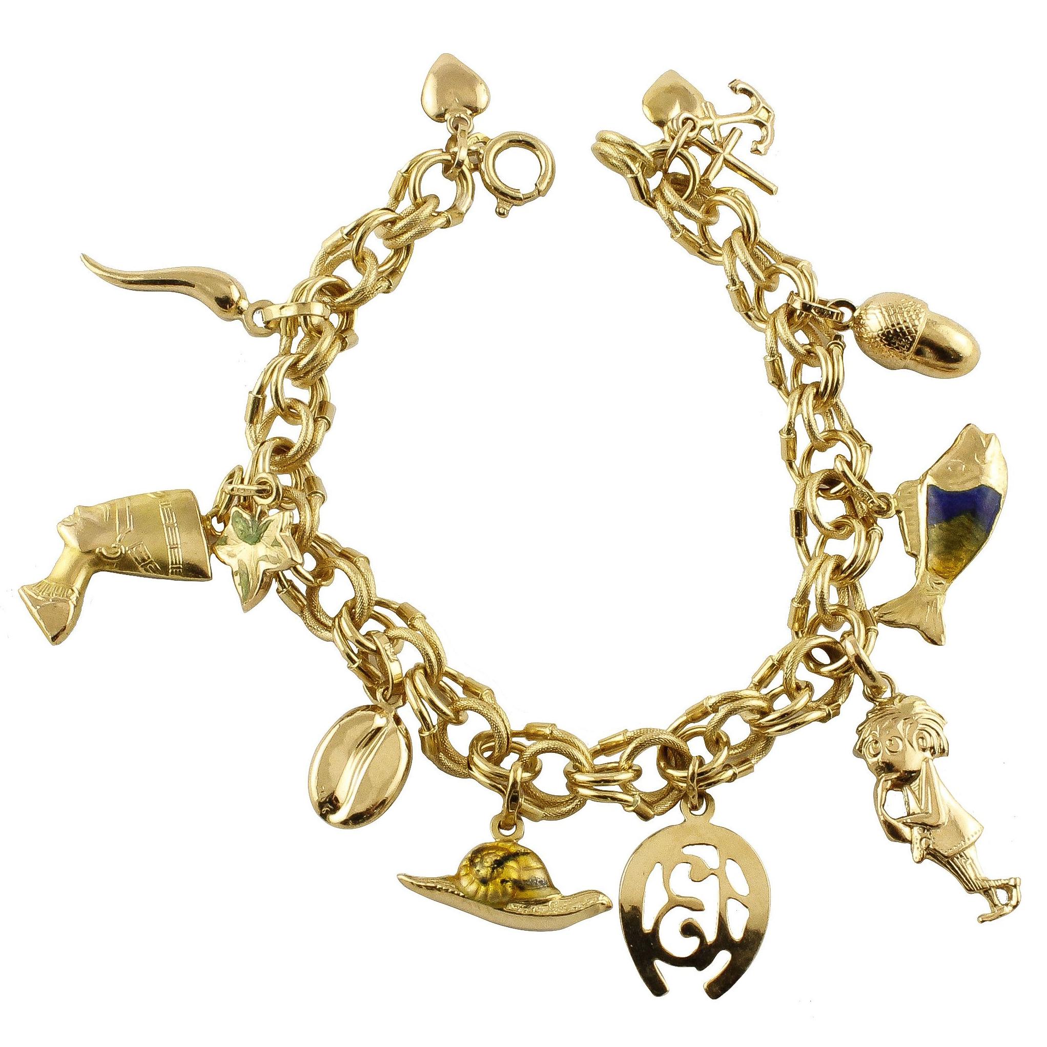Yellow Gold Charm Bracelet at 1stDibs