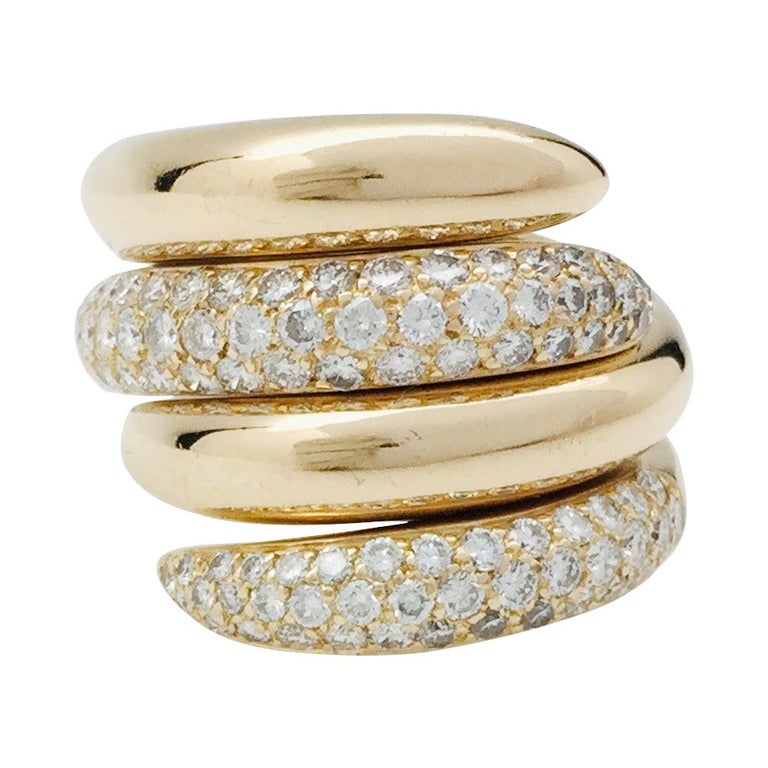 Yellow Gold Chaumet Rings "Tango" Collection, Diamonds at 1stDibs