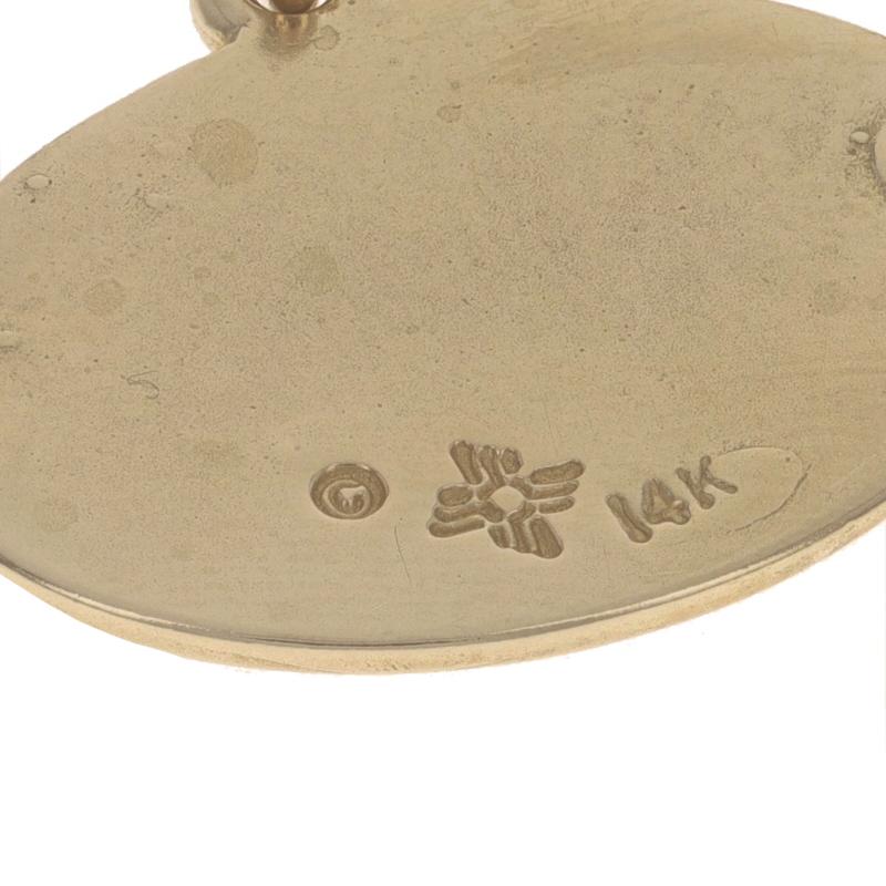 Gelbgold karierte Flaggen Charm 14k Racing Finish Line Siegerkreis-Anhänger 1