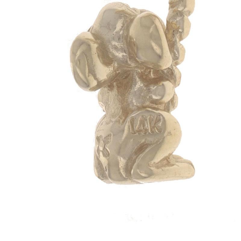 Yellow Gold Cheerful Christmas Candy Cane Mouse Charm - 14k Winter Holiday Joy For Sale 1