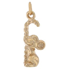 Yellow Gold Cheerful Christmas Candy Cane Mouse Charm - 14k Winter Holiday Joy