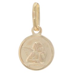Yellow Gold Cherub Charm - 10k Guardian Angel Faith