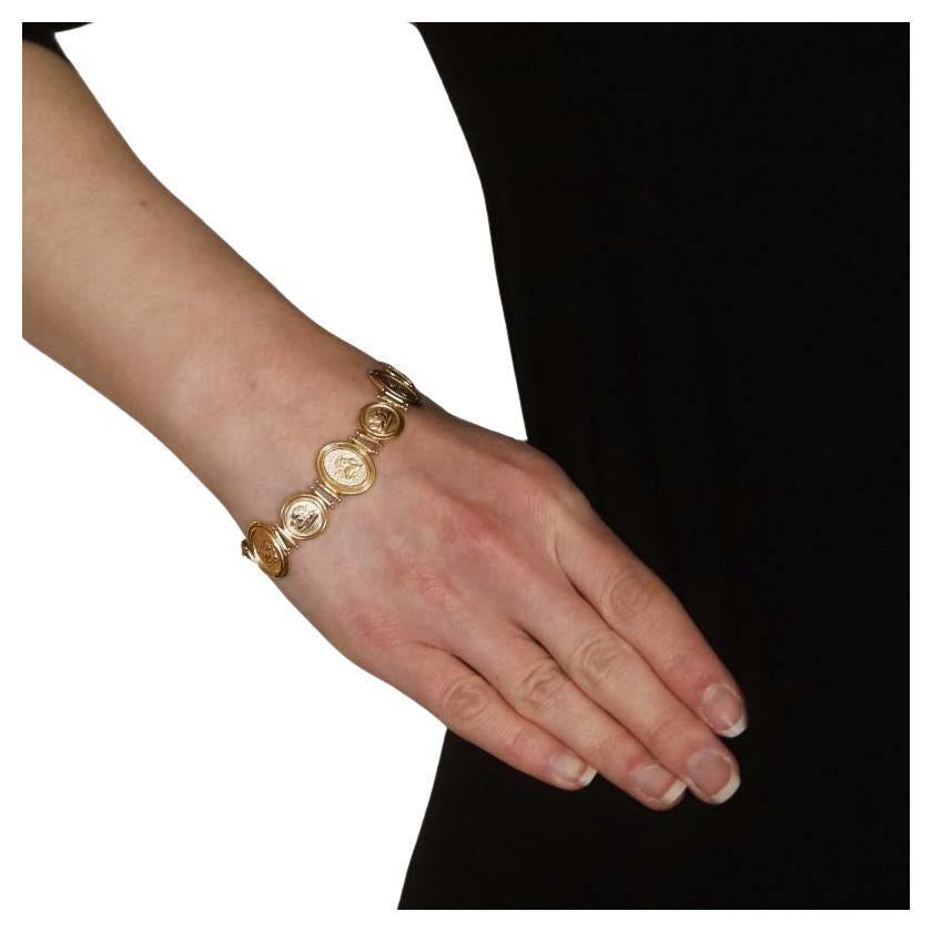 Yellow Gold Cherubs Link Bracelet 7 1/2" - 14k Guardian Angels Italy For Sale