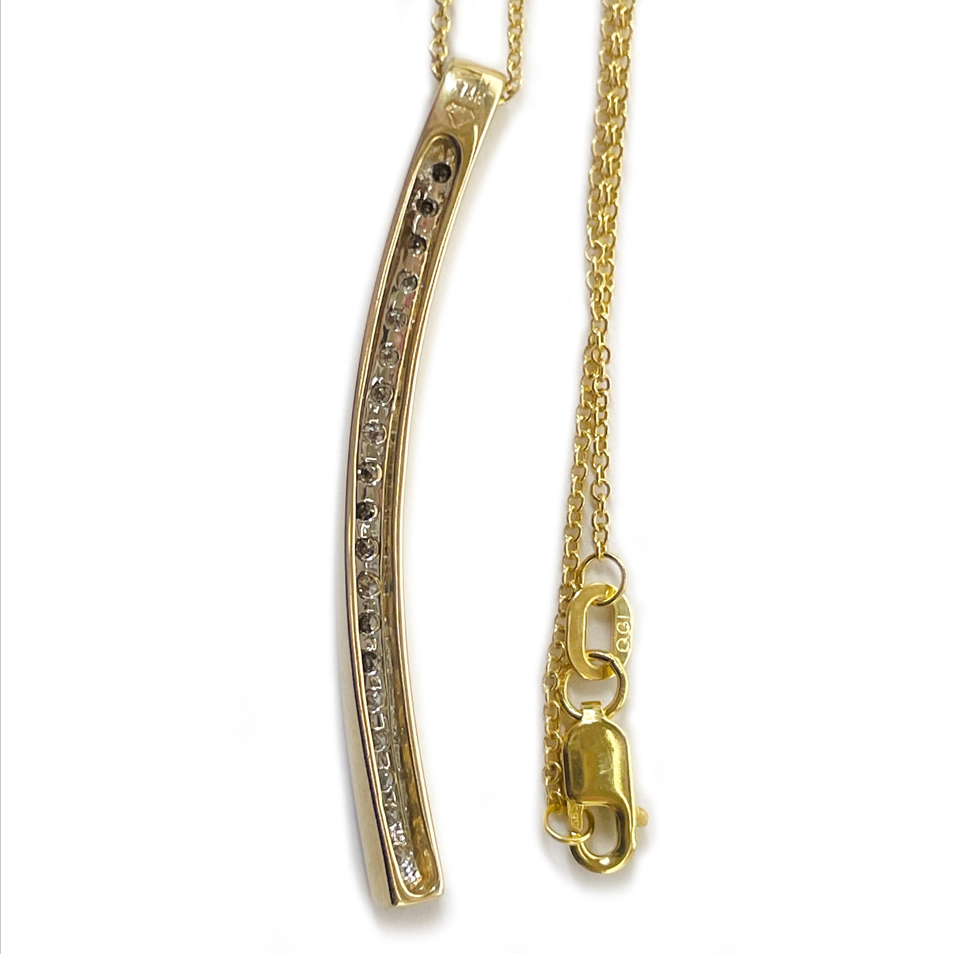 Pendentif Barre en or jaune avec diamant et chocolat Bon état - En vente à Palm Desert, CA