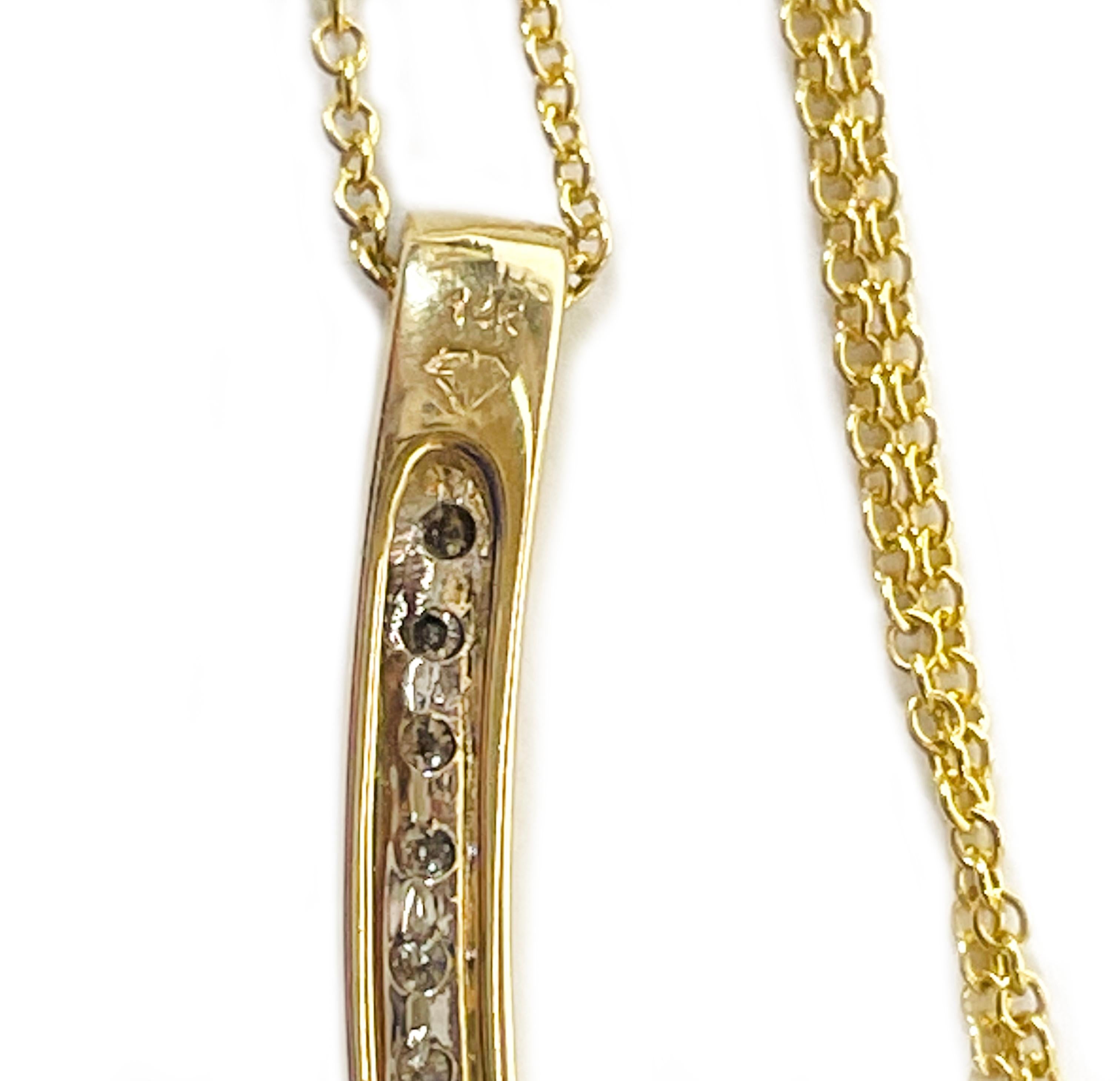 Pendentif Barre en or jaune avec diamant et chocolat Unisexe en vente