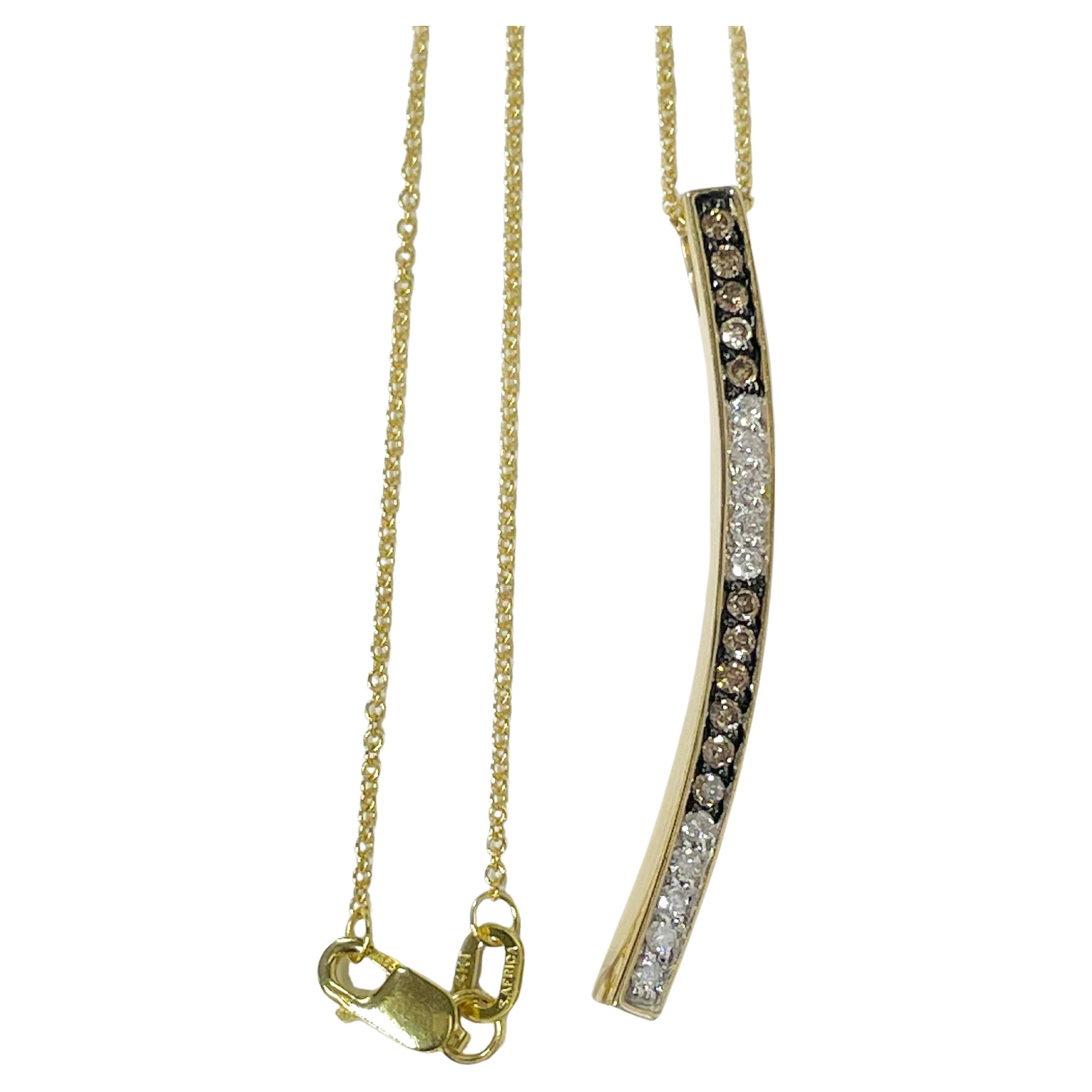 Pendentif Barre en or jaune avec diamant et chocolat