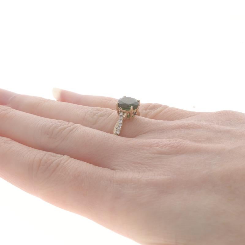 Donna Anello in oro giallo con diopside e diamanti - 10k Round 1.80ctw Twist in vendita