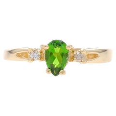 Gelbgold Chrom Diopside & Diamantring - 14k Birne .35ctw