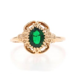 Yellow Gold Chrome Tourmaline Solitaire Ring - 10k Oval .74ct