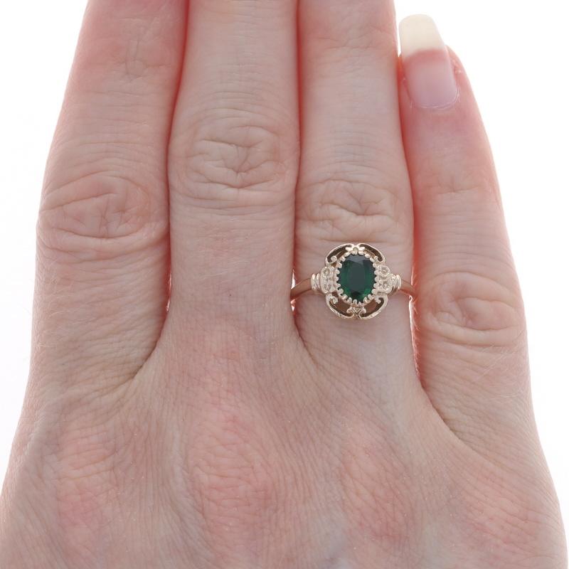 Oval Cut Yellow Gold Chrome Tourmaline Solitaire Ring - 10k Oval .74ct For Sale