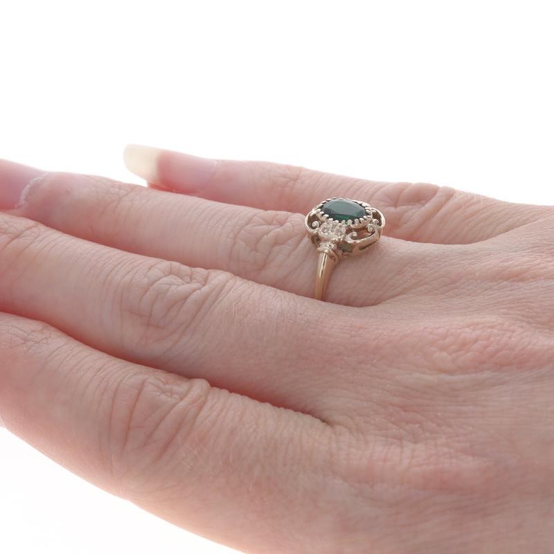 Women's or Men's Yellow Gold Chrome Tourmaline Solitaire Ring - 10k Oval .74ct For Sale
