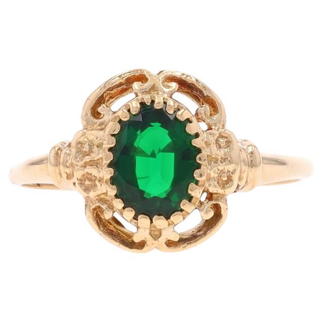 Solitär-Ring aus Gelbgold mit Chromturmalin - 10k Oval .74ct