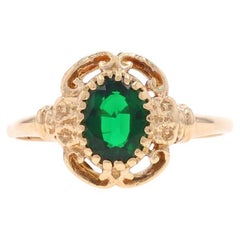 Anillo solitario de turmalina cromada de oro amarillo - 10k Oval .74ct