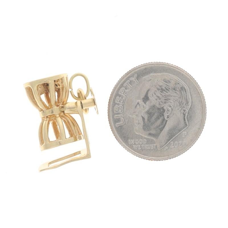 Yellow Gold Chuck-A-Luck Cage Dice Game Charm - 14k Gambling Casino In Good Condition For Sale In Greensboro, NC