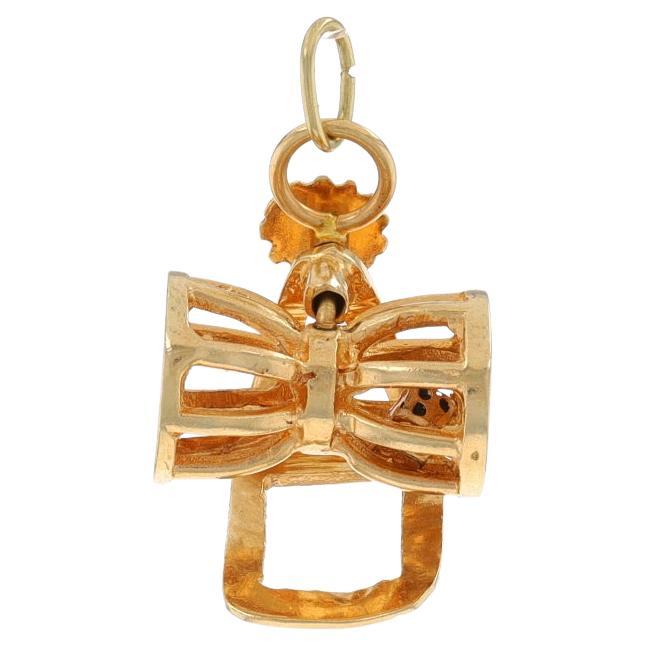 Yellow Gold Chuck-A-Luck Cage Dice Game Charm - 14k Gambling Casino