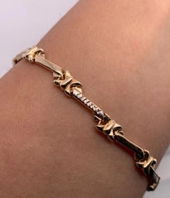 Yellow gold chunky bar Cuban link chain bracelet